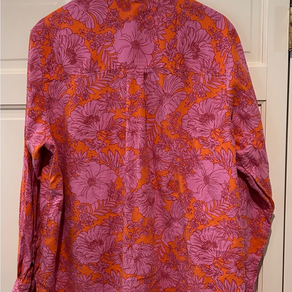 Universal Thread Pink and Orange Floral Women’s Shirt - Picture 3 of 4